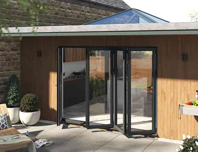 opening outwards 4 pane aluminium bifold doors