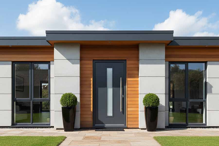 modern smooth links style composite door in grey