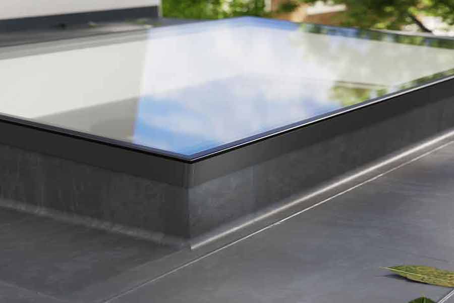 close up view of aluminium flat roof loght