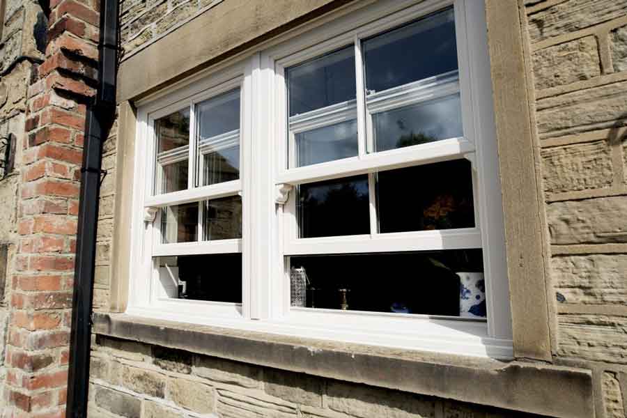 white sliding double sash window